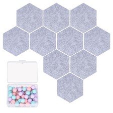 10 Pcs Hexagon Felt Memo Boards, Notice Pin Boards 14X12 cm, Grey