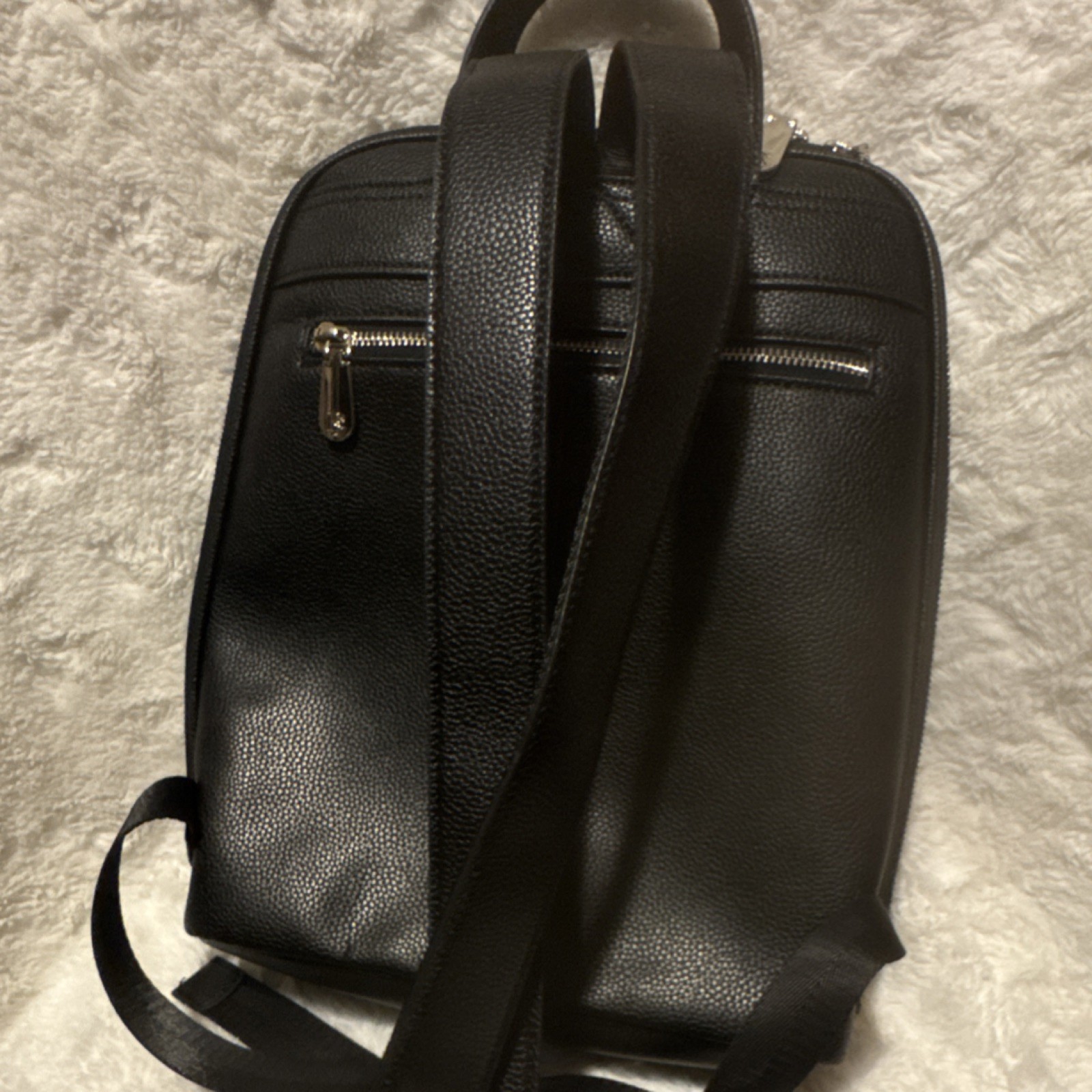 BOSTANTEN Black Pebbled Backpack Silver Hardware … - image 3