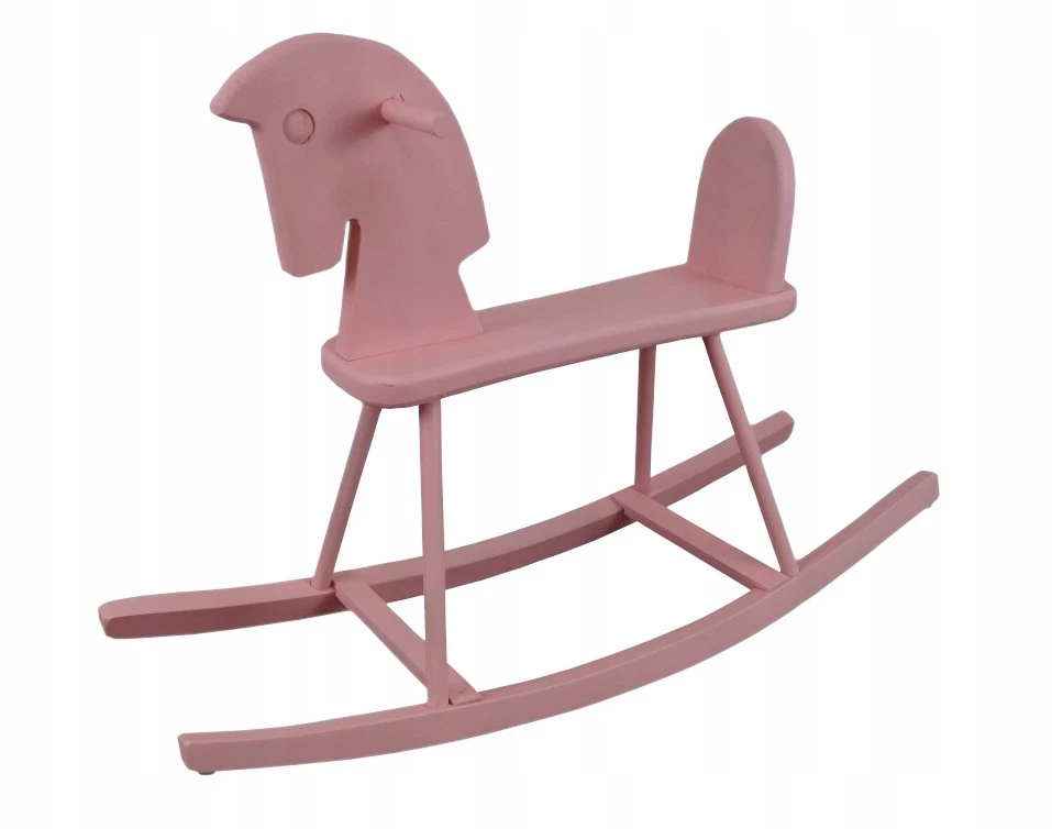 Cheval à Bascule En Bois Vintage Des Années 60-70 - Modèle Petit Poney Rose - Jouet Ancien