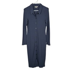 Madewell Button-Front Midi Shirtdress in Dark Baltic, Size L