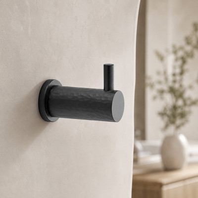 Pulverbeschichtet Schwarz Gehämmert Kleiderhaken Klammer Wand Handtuch Halter Massive Messing Oberfläche