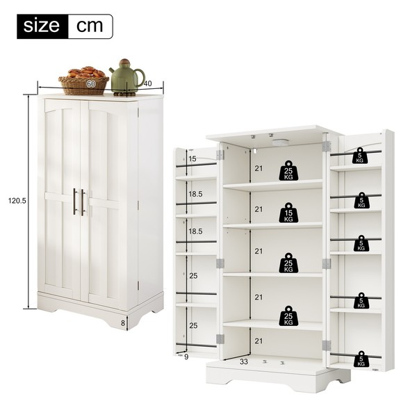 Sonnenh Sideboard Weiß 60 X 40 X 120 Cm Mdf Mit Stauraum Wohnzimmer-image