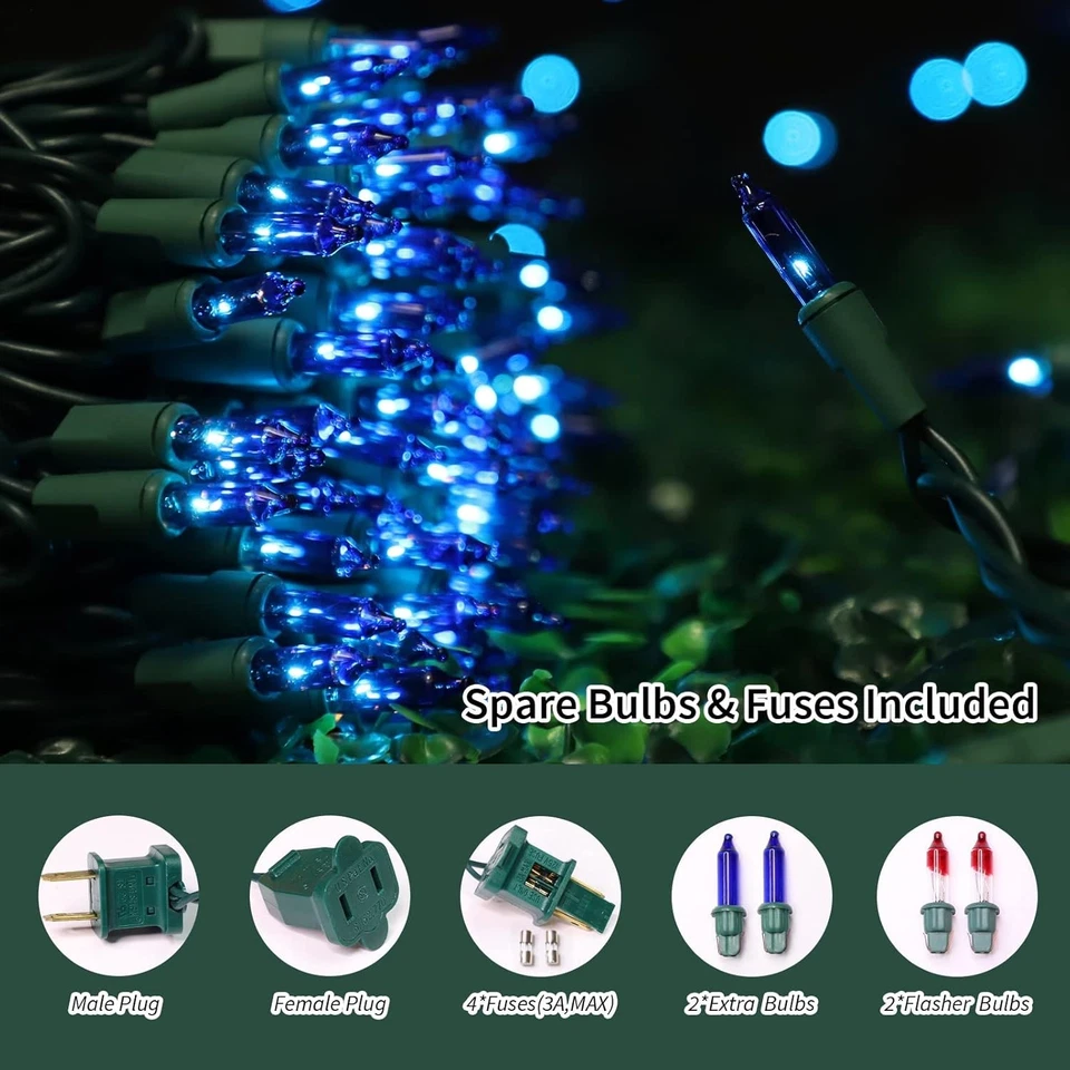 LAMPHOME Luz de Cordas de Natal, 100 unidades Mini Luz de Cordas Incandescente em 21,6 - Imagem 2 de 4