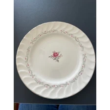 Royal Swirl Fine China Japan Plate Pink Rose Floral Gold Rimmed Tableware