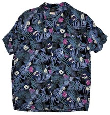 DISNEY Mickey Mouse Rayon Hawaiian Button S/S Shirt Tropical Party Aloha Men s L