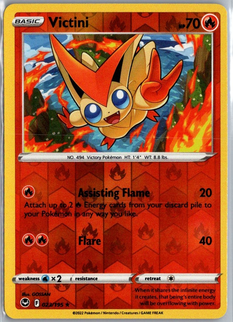 Victini 023/195 Reverse Holo Pokemon Card SWSH12: Silver Tempest