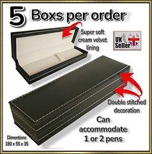 5 x Empty pen Gift Box Stitched Leather Board presentation case 35 x 55 x 180mm 