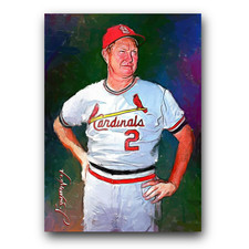 Red Schoendienst #6 Art Card Limited 36/50 Vela Signed (St. Louis Cardinals)