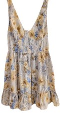 Cider Babydoll Floral Wedding Mini Dress Cottage Fairy Maiden Festival -M