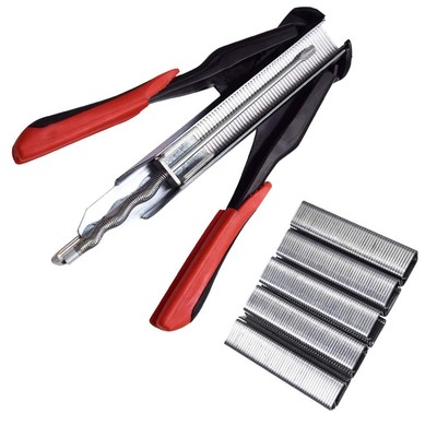 Hog Ring Pliers Kit Gun Manual Dtype Hr22 Staple Gun &1600 Pcs Galvanized Clips 