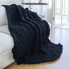 Chunky Knit Blanket - Luxury Soft Cozy 40  50 Throw Blanket,100 Woven Blank...