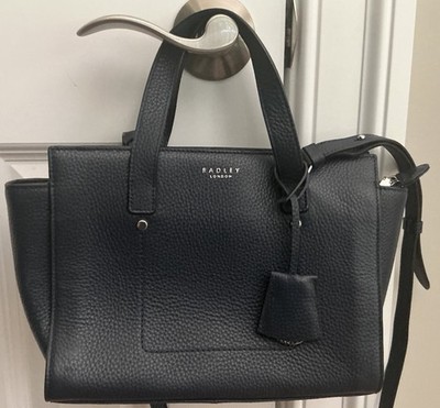 Radley London Navy Blue Pebbled Leather Top Handle Cross Body Bag - Never Used!