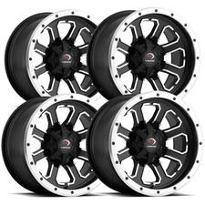 Set Of 4 Vision 548 Commander 12x8 4x4 -blackmachined Wheels Rims 12 Inch