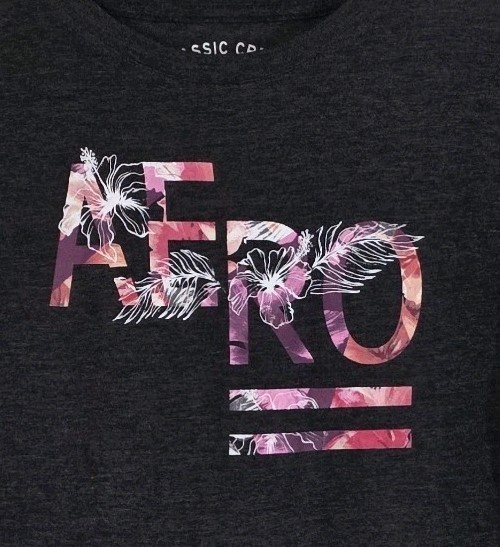 Aeropostale Women’s NWT Size S Dark Heather Grey “AERO” Floral Graphic Tee