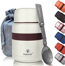 Mebanix Hot Food/Soup Thermos Flask Stainless Steel Vacuum Insulated Jar & Spoon