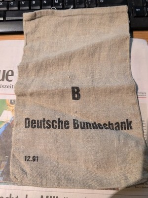 Münzen SACK Deutsche Bundesbank Geldsack Leinensack  Jute  12.1991