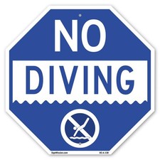 No Diving Octagon Sign Weather Resistant UV Protected Made in the USA