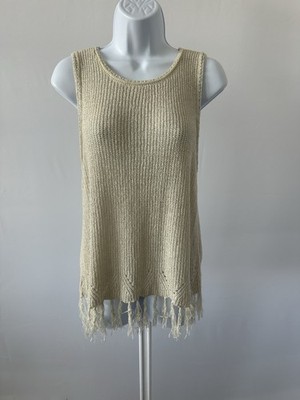 Pepin Anthropologie Crochet Fringe Tank Top M Boho Festival  Vest (b47)