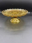 Vtg Anchor Hocking Fairfield Glass Cake Plate Stand Vignette Riser Honey Amber