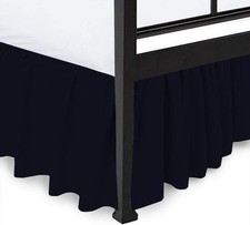 Ruffled Bed Skirt with Split Corners King Navy Blue 18inch Drop 100%Cotton 600TC