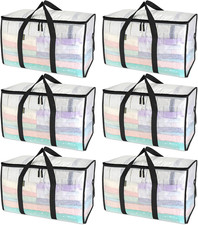 6-Pack Oversized Moving Bags with Reinforced Handles, Heavy-Duty Storage Tote fo