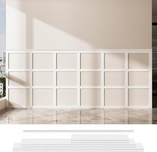 Paintable Board and Batten Wainscoting Kit - 10ft Accent Wall Decor, White