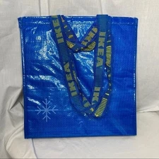 IKEA FRAKTA Insulated Frozen Shopping Bag Tote Blue Reusable Large Snowflake New