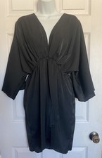 Shein women’s Black Layered  3/4 Sleeve Knee Length With Elastic Waist Dress