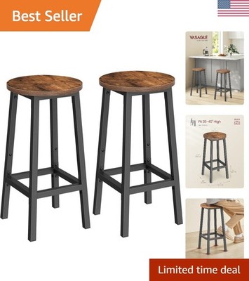 Bar Stools, Set of 2 Bar Chairs, Steel Frame, 25.2 Inch Tall, for Kitchen Din...