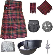 Scottish Traditional 8 Yards Tartan Kilt Outfit for Men MacDonald, 30 