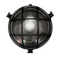 AußEnlampe Wand Rund Messing E14 IP64 Ø 18 Cm Schwarz Antik Maritim Leuchte