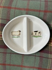 Cloverleaf Pottery Farm Animals Oval Divided Vegetable Serving Dish preowned