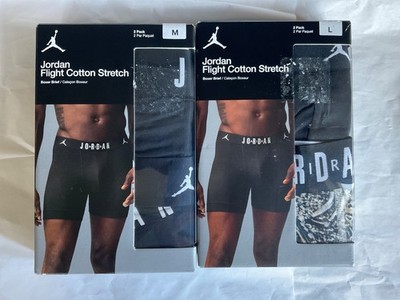 Nike Jordan Flight Cotton Stretch 2 Pack Boxer Briefs New Men Black Light Blue