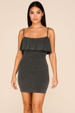 Fashion Nova Sparkly Silver Mini Dress – “Dancing in the Moonlight” – Size L – N