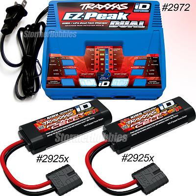 Traxxas EZ-PEAK DUAL iD Charger and (2) 7.2v 1200mAh Batterys 2925X 1/16 E-REVO