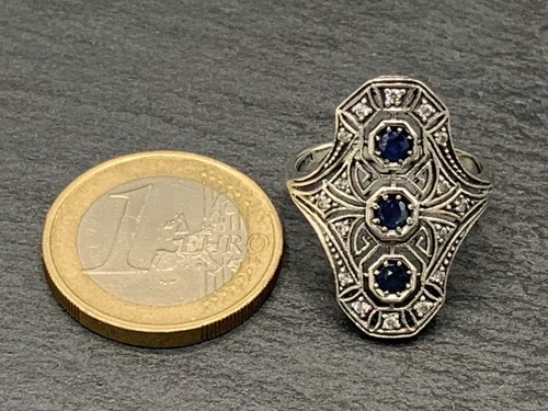 Saphir Ring Saphire 925er Silber Gr. 57 - Bild 5 von 8