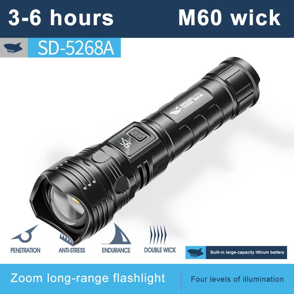 Super Bright USB Rechargeable LED Zoom Flashlight Camping Torch T7N7