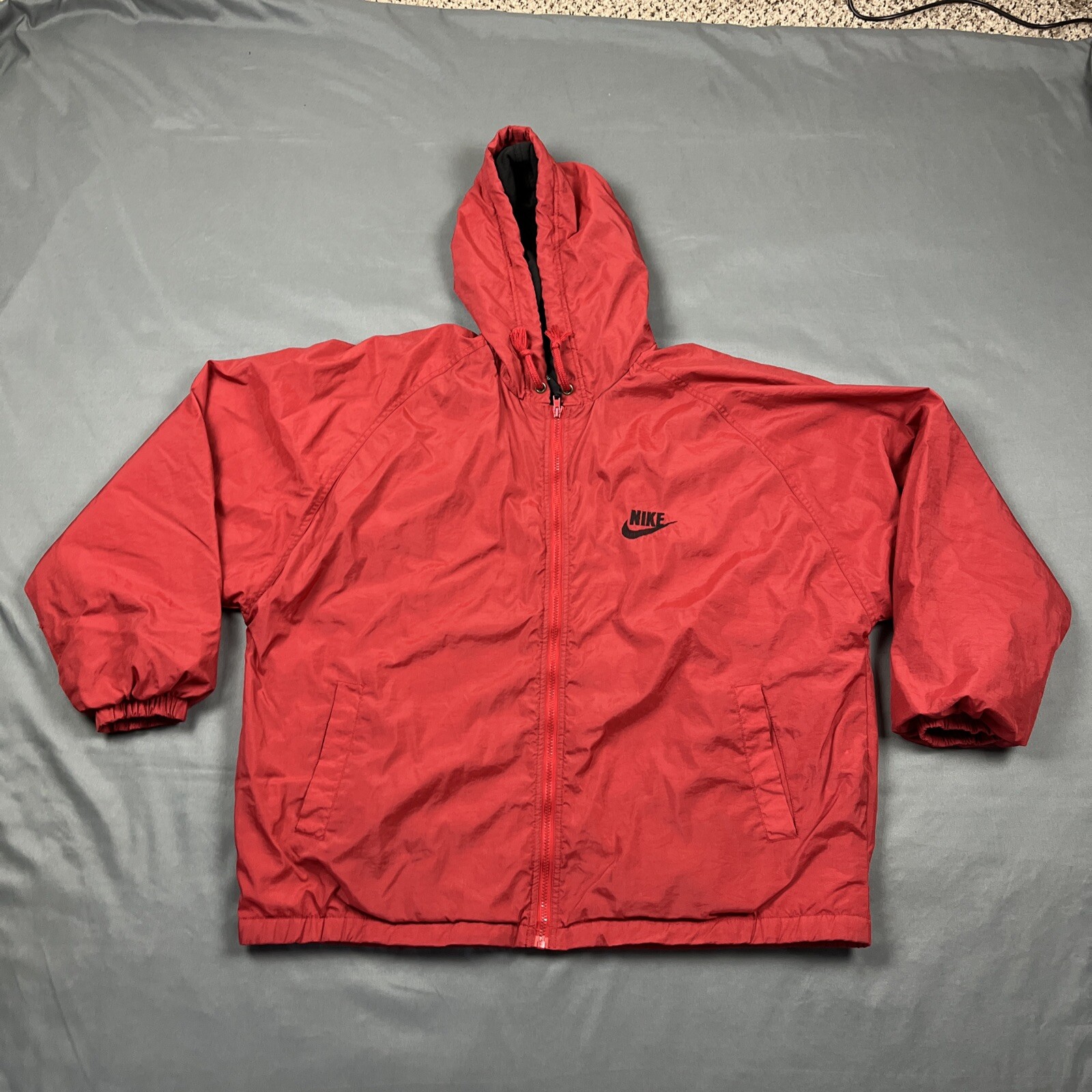 SACAI X NIKE Giacca parka nylon logo Nike Swoosh vintage taglia XXL rosso logo grande retro vintage