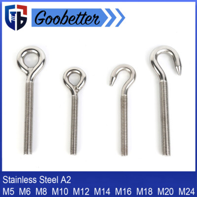 Hook Thread Eye Bolt Stainless Steel A2 Lifting Ring Screw M5-M24 Light Heavy