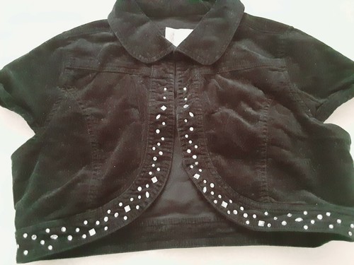 Girls clothes size 16 Justice black sleeveless dress jacket w/faux stones