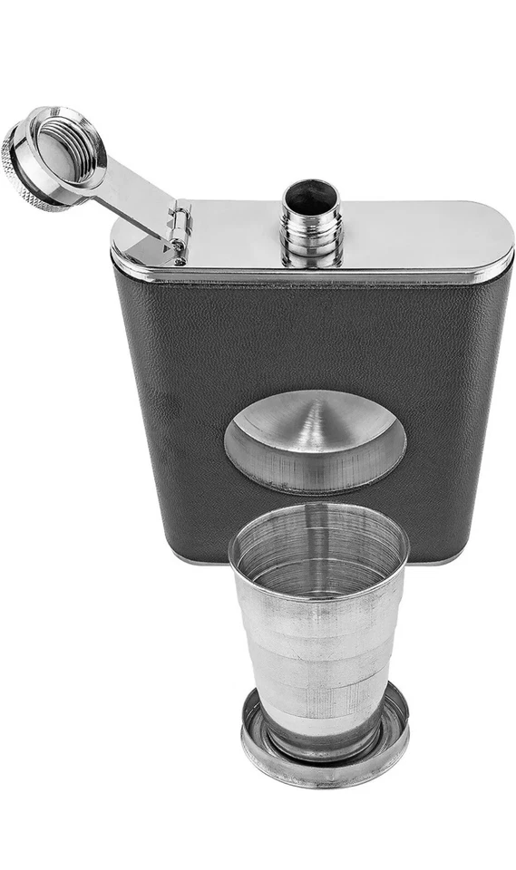 Shot Flask - 8oz Hip Flask With Built In Collapsible Stainless Steel Shot Glass - Image 4 of 4
