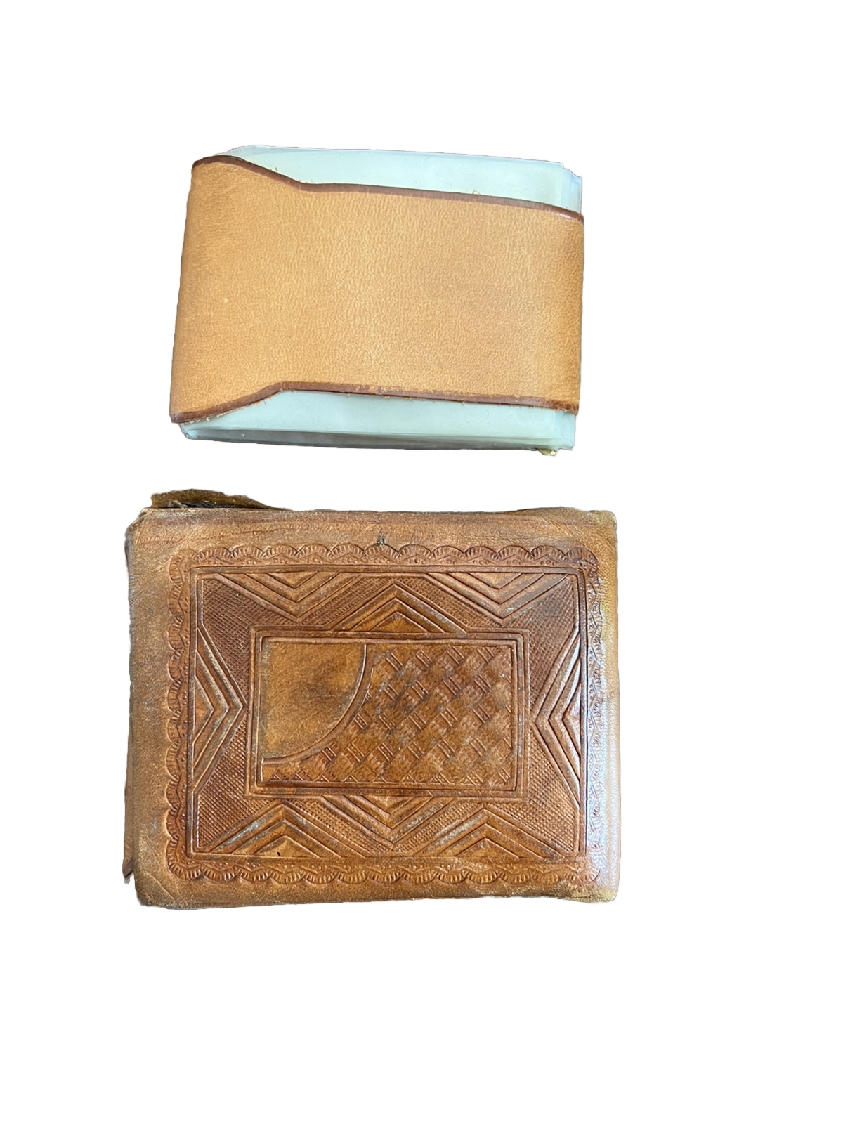 Pair Vintage Leather Bifold Wallet Western Cowboy Cowhide Lining Made ...