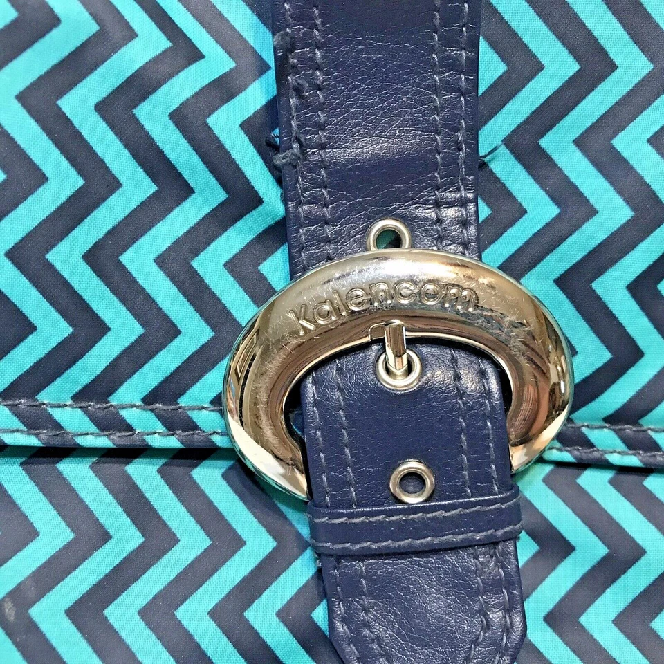 Bolsa de pañales recubierta Kalencom azul verde azulado multi bolsillo con bolsa para botellas Chevron Foto 2 de 4