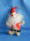 Vintage Plastic Blowmold Flocked Santa Claus White Polar Bear Christmas Ornament — photo 1
