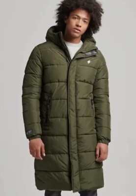 Green Puffer Long Padded Coat Superdry Buy Khaki Green Premium