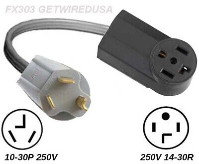NEW 4-PIN DRYER 14-30R RECEPTACLE TO THE OLD 3-PRONG 10-30P PLUG REAL FX303-1