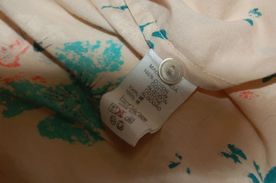 Bonpoint Girls Top Shirt Size 12 Cotton Beige/Turquoise/Orange Short Sleeve - Image 4 of 4