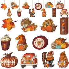 36 Pcs Thanksgiving Ornaments for Tree Fall Tree Decorations Gnomes Wooden Ha...