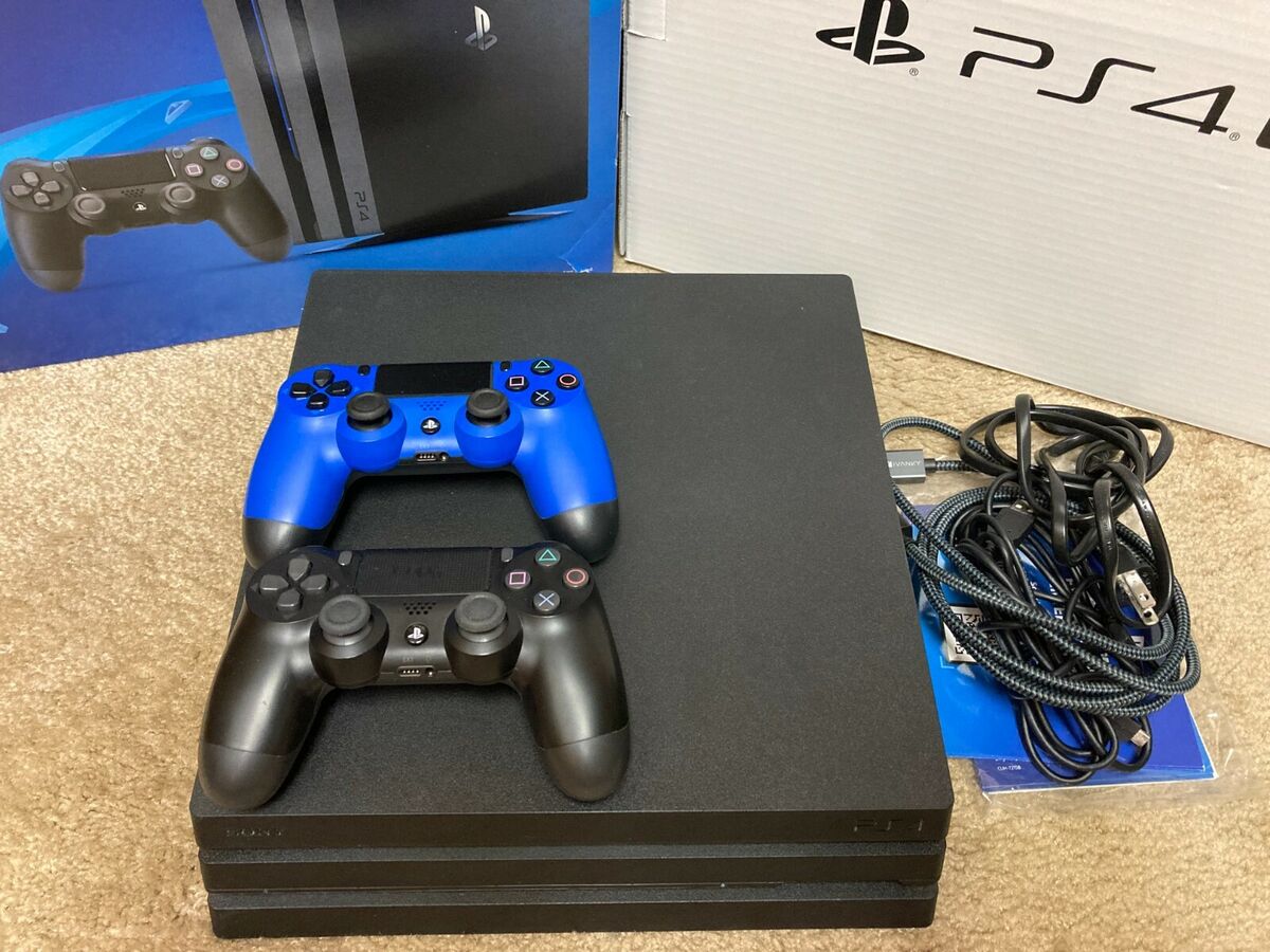 Sony PlayStation 4 PS4 Pro 4K 1TB System 2 Controllers Games Box EXCELLENT!