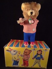 Ancien jouet mécanique automate ours buveur CARL Germany 1950 + boîte